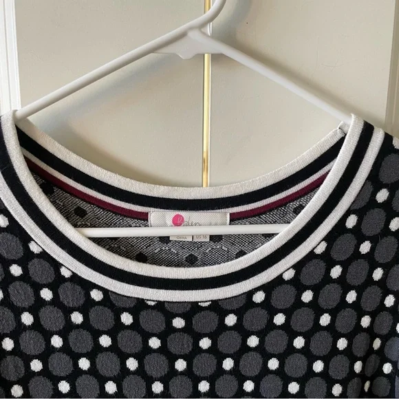 Boden Polka Dot Black and Gray Sweater Dress Size 16 - Picture 6 of 16